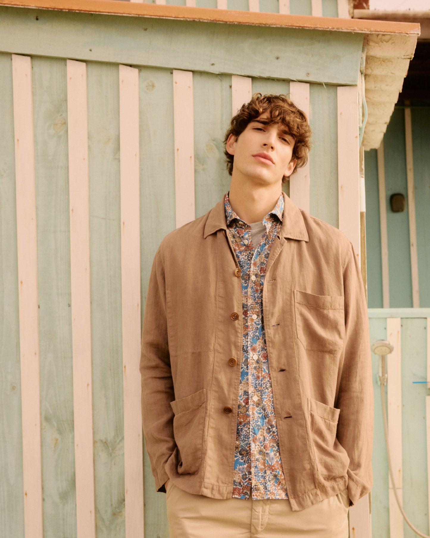 Chaqueta Perry de lino marrón para hombre