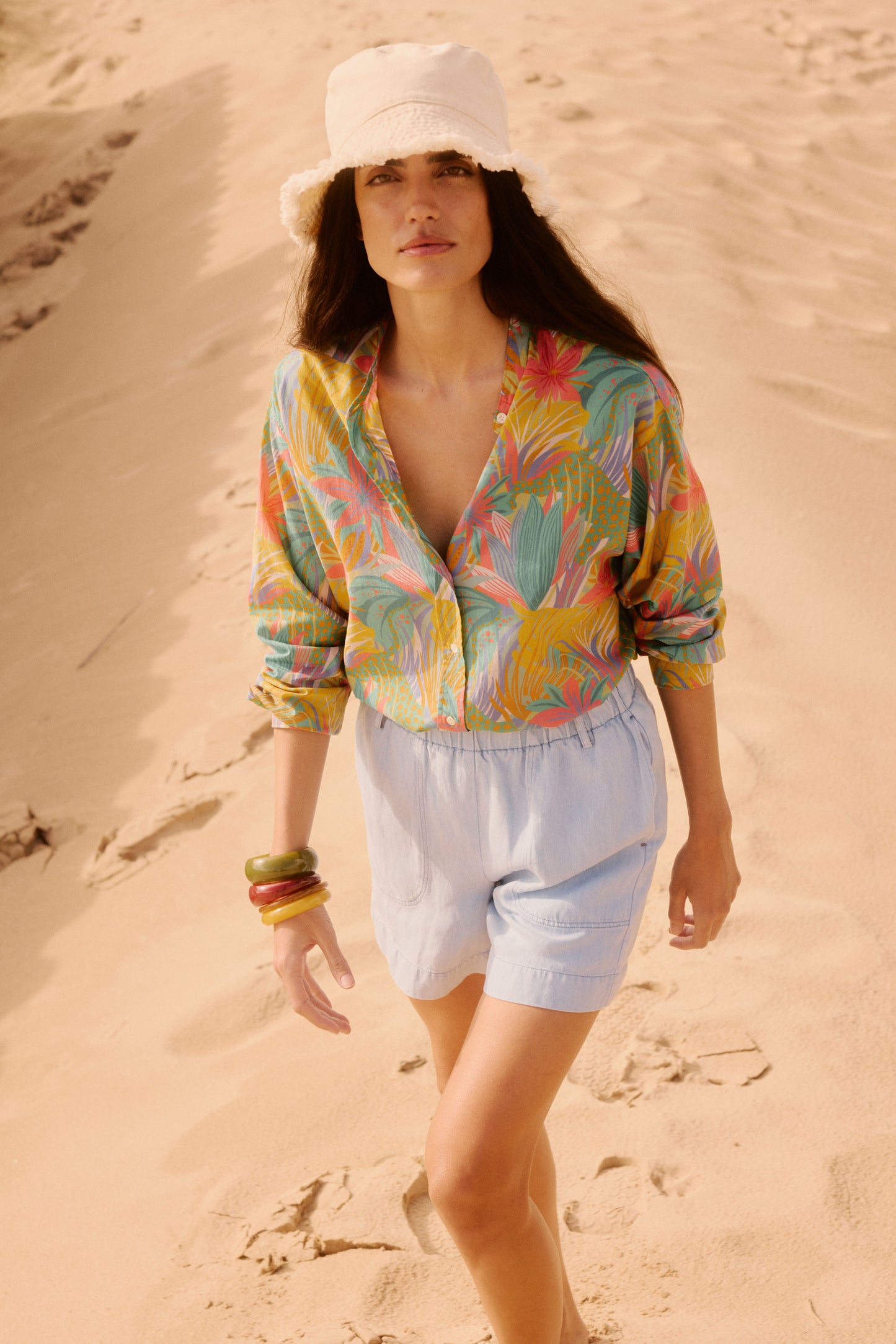 Cristal Women's Multicolor Jungle Printed Cotton Shirt