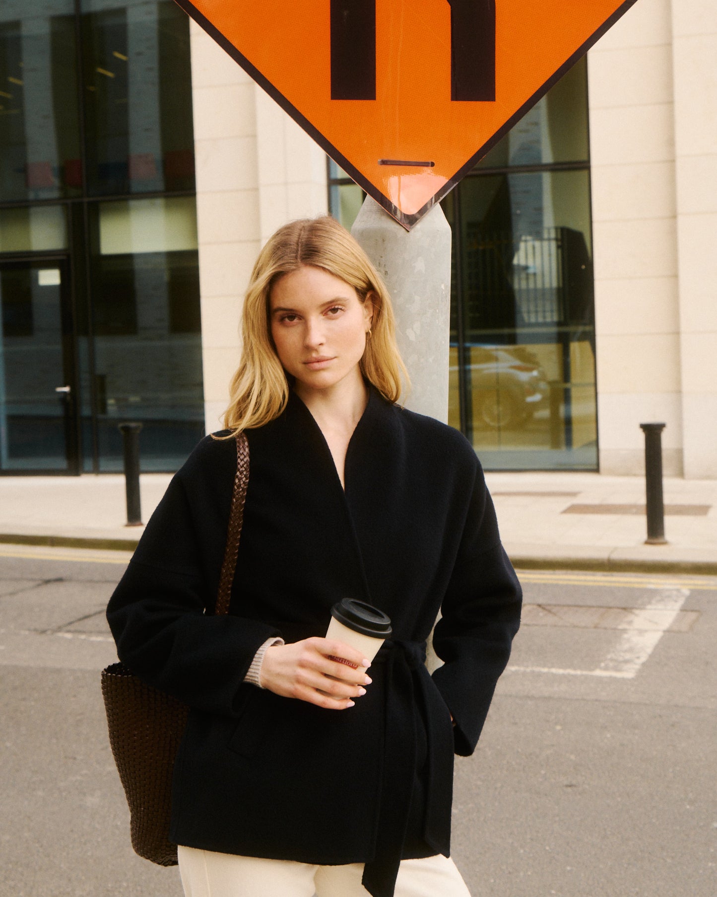 Abrigo Mujer en Lana Doble Cara Azul Marino Vanelle