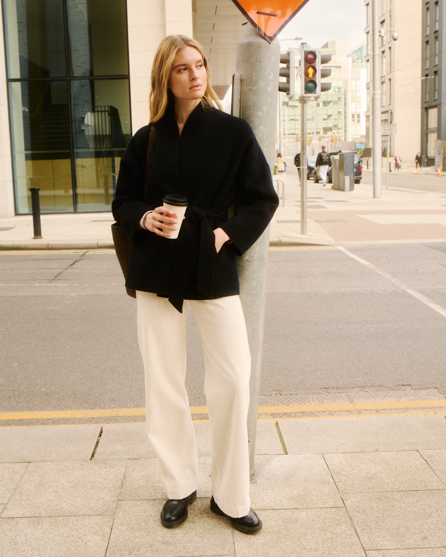 Pilote Women's Off-White Brushed Cotton Pants