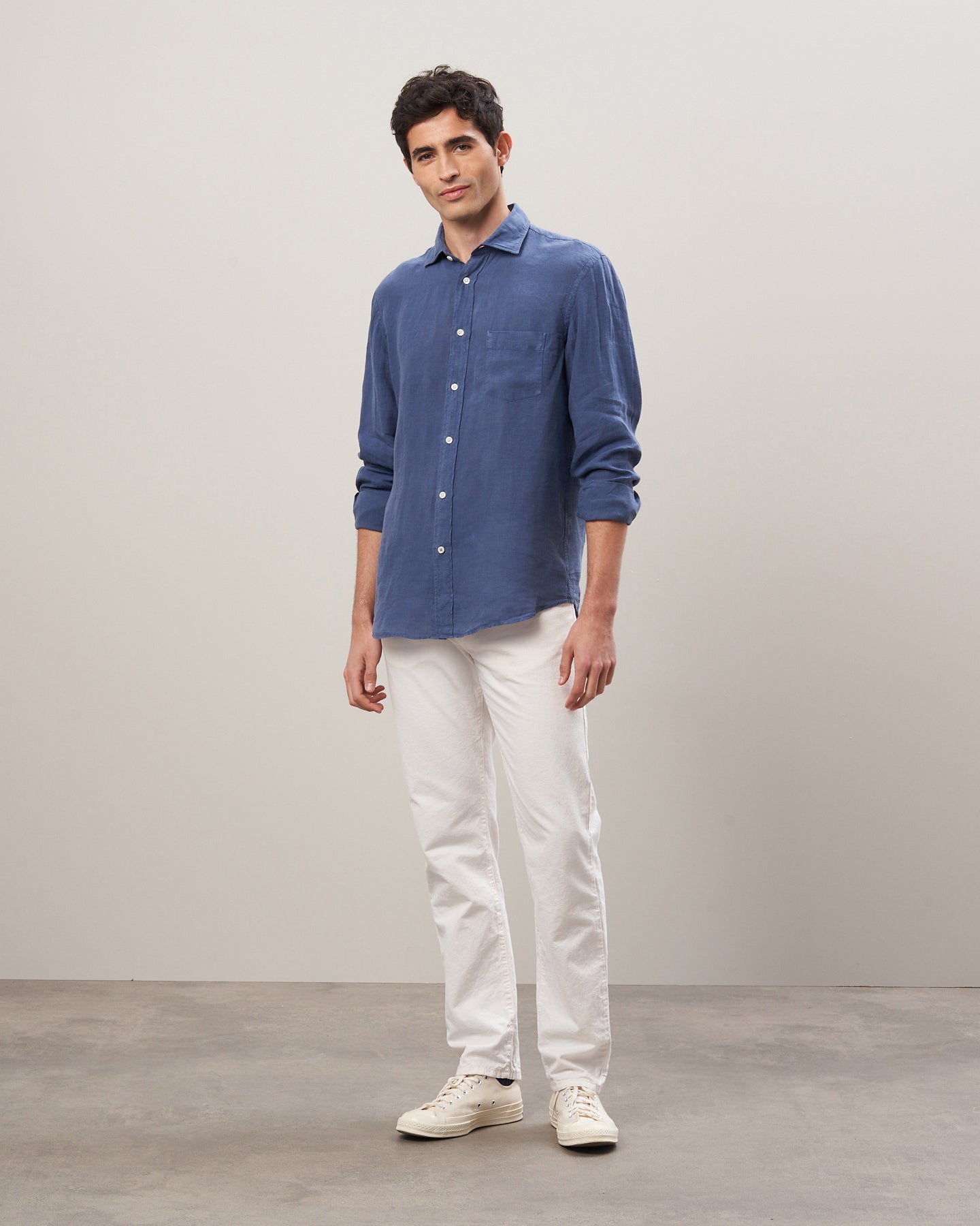 Chemise Homme en lin Bleu cobalt Paul BB01001-60