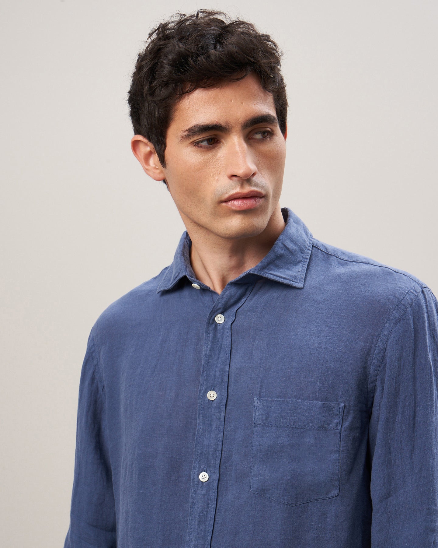 Chemise Homme en lin Bleu cobalt Paul BB01001-60