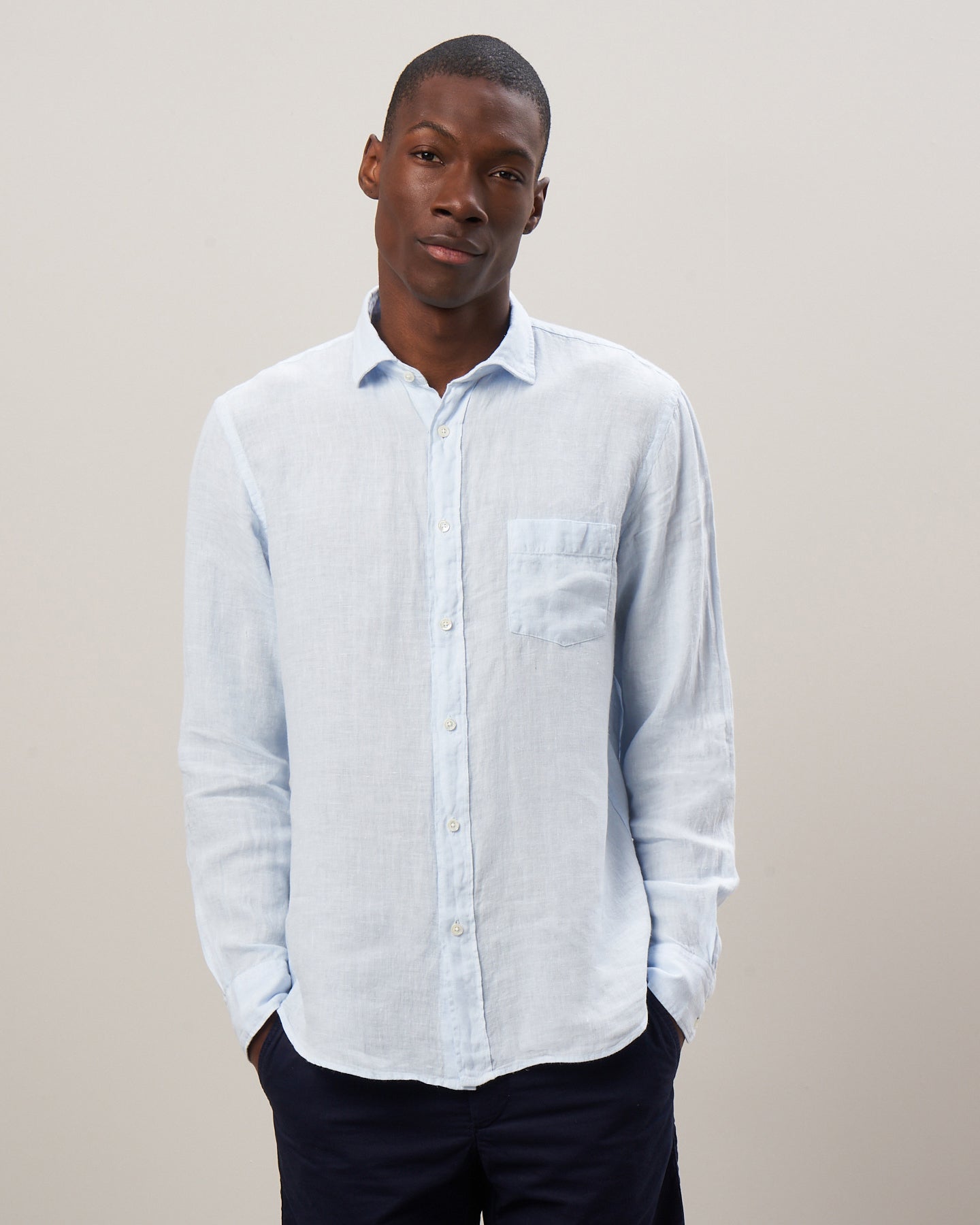 Chemise Homme en lin Bleu ciel Paul BB01001-65