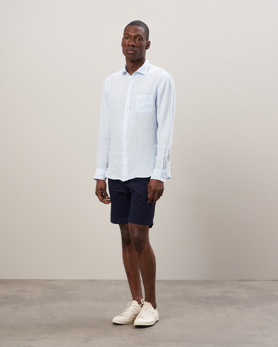 Paul Men's Sky Blue Linen Shirt - Image alternative
