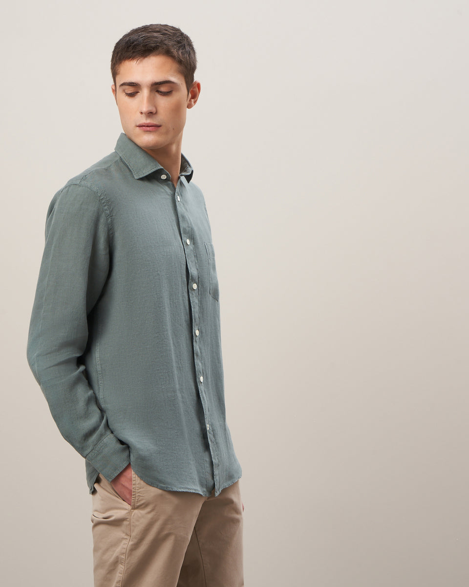 Chemise Homme en lin Vert militaire Paul - Image principale