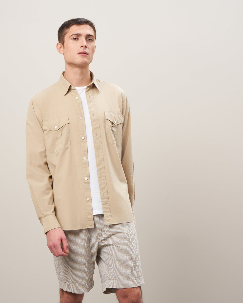 Camisa de Voile de algodón para hombre Patrulla Beige - Image principale
