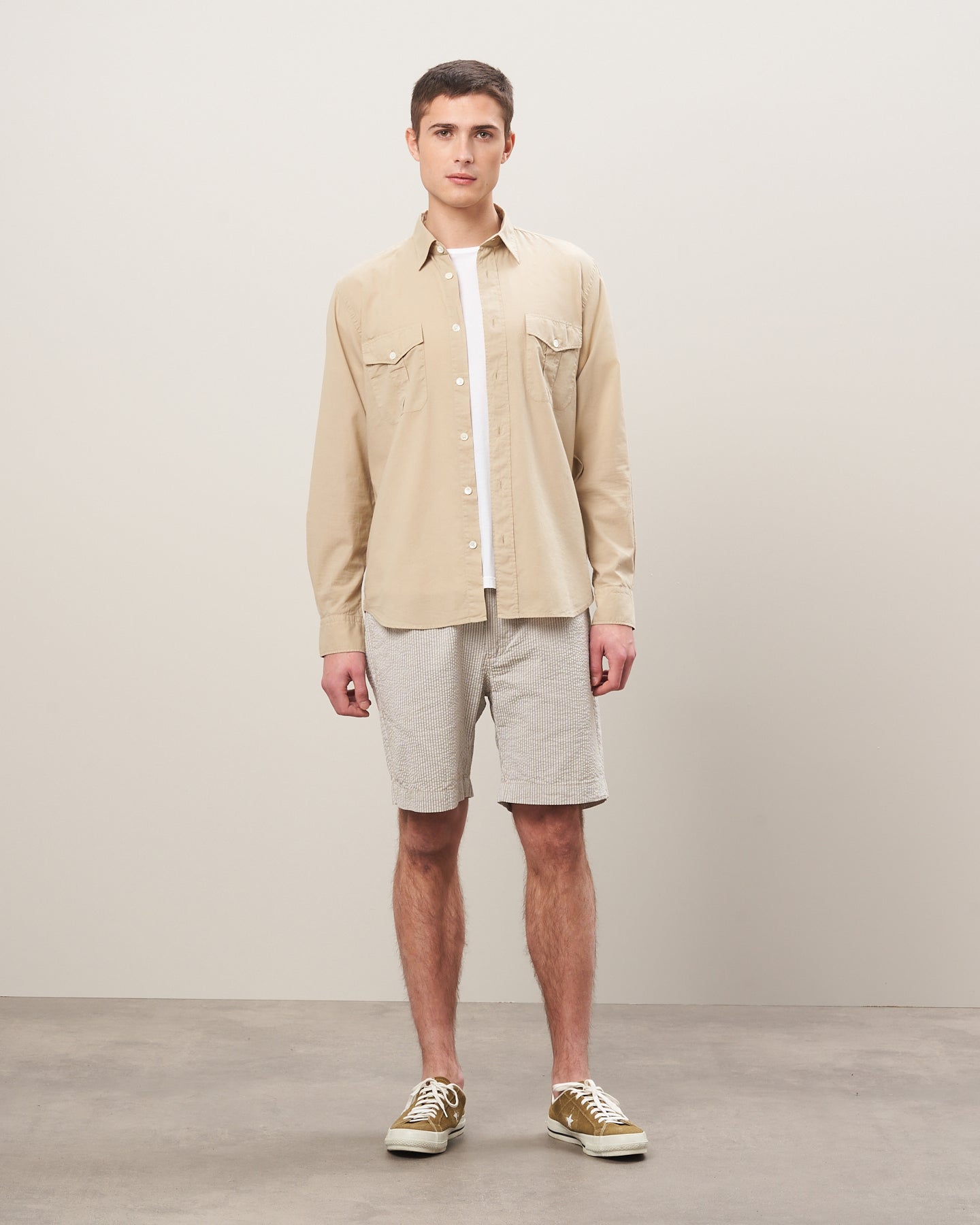 Chemise Homme en coton Beige Rol BB05002-53