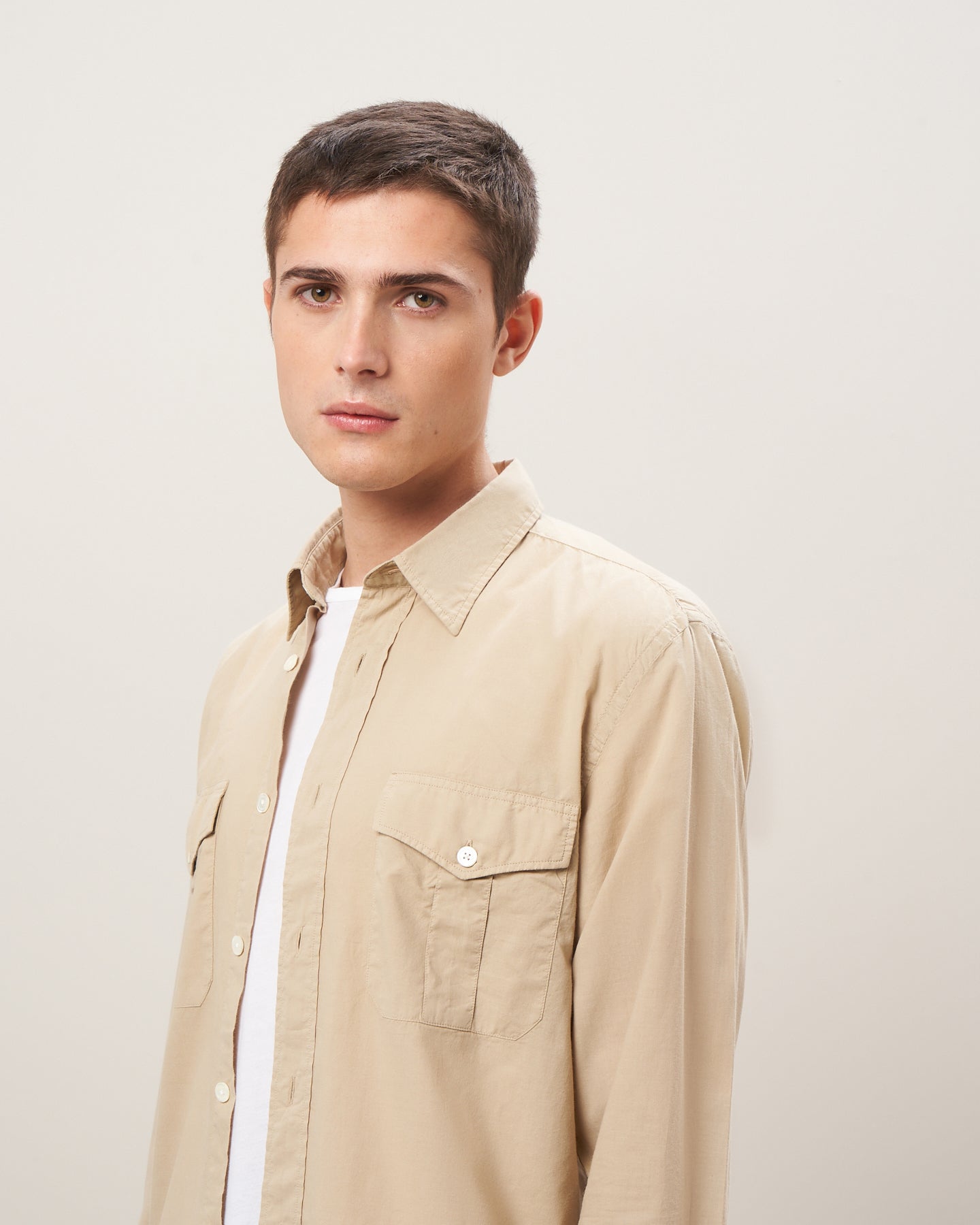 Chemise Homme en coton Beige Rol BB05002-53