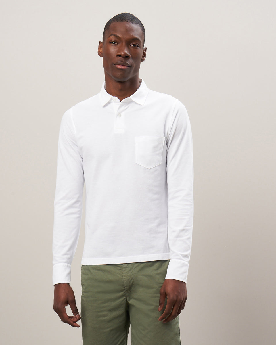 Men's White Cotton Piqué Polo - Image principale