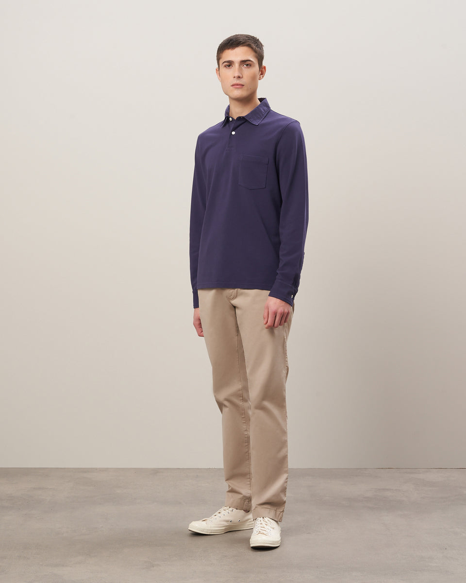 Men's Navy Cotton Piqué Polo - Image alternative
