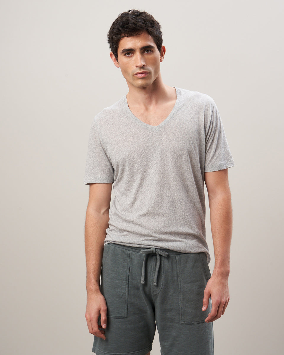 Men's Heather Grey V-Neck Light Jersey T-Shirt - Image principale