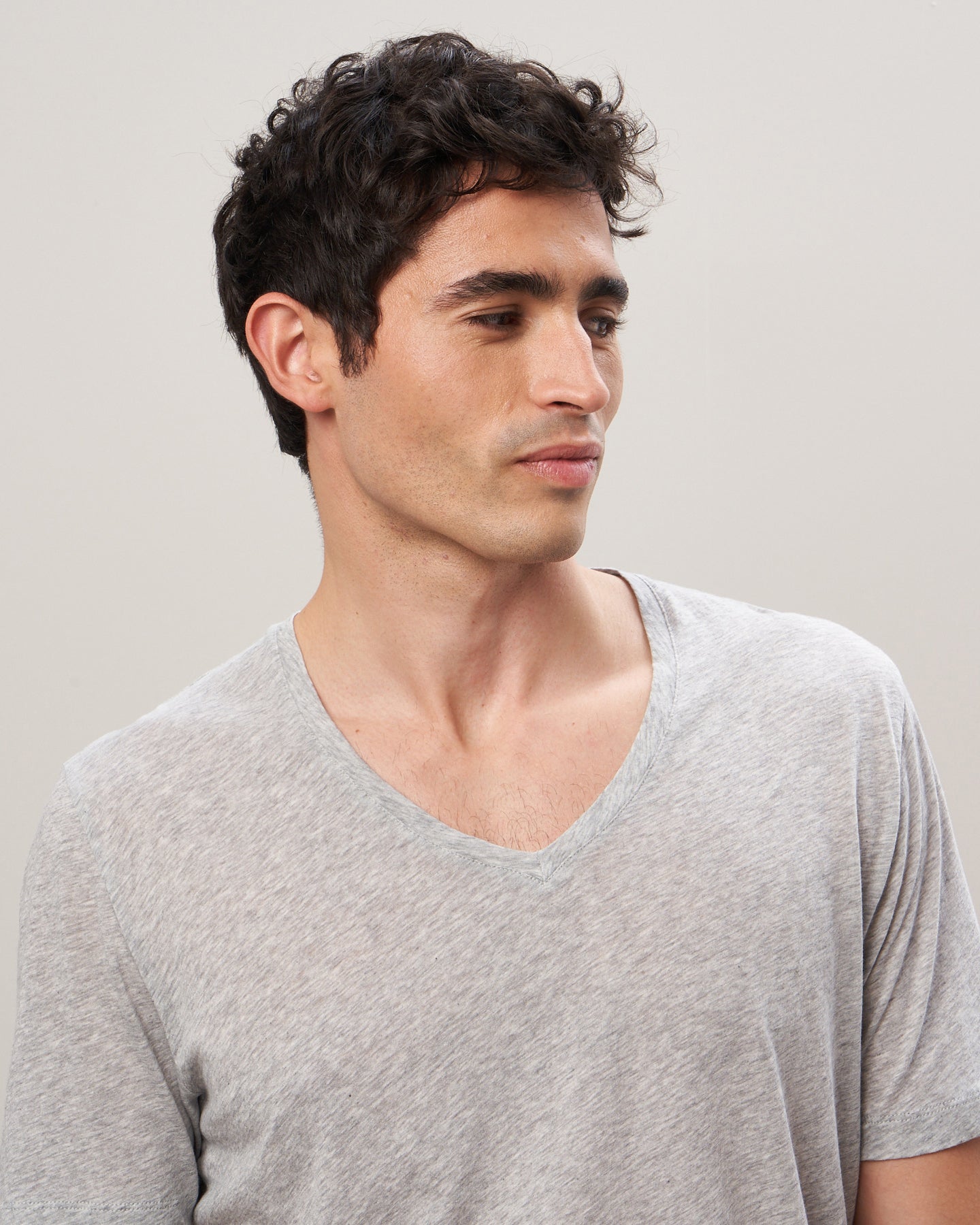 Tee Shirt Homme en jersey de coton Gris chiné BB67301-02