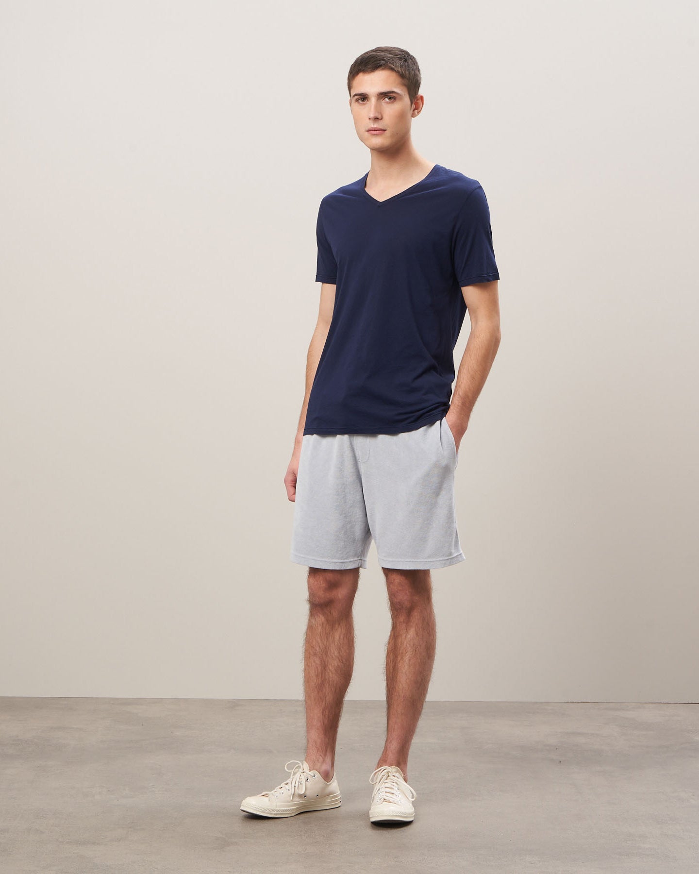 Tee Shirt Homme col V en jersey léger Marine