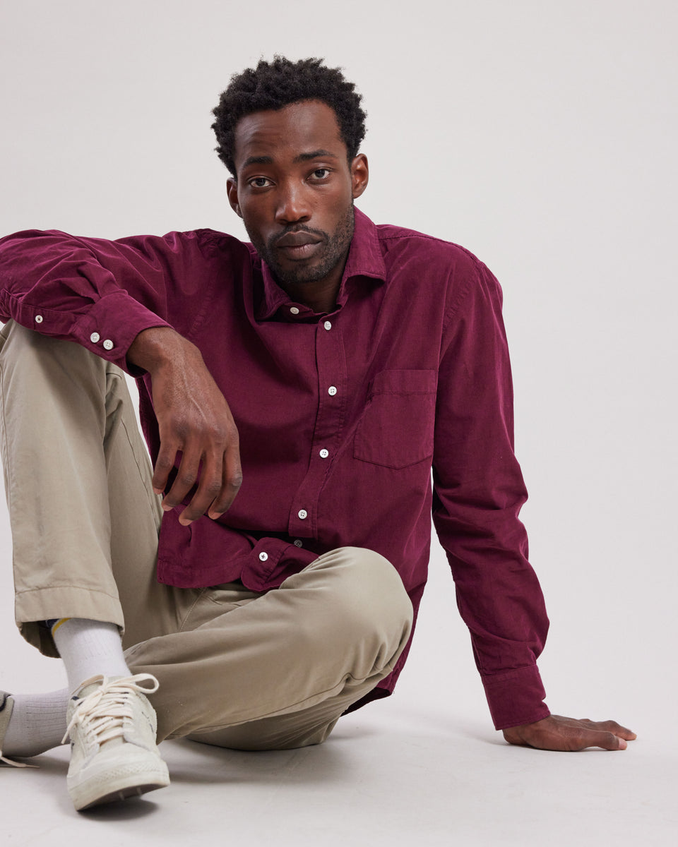 Chemise Homme en velours côtelé fin Bordeaux Paul - Image principale