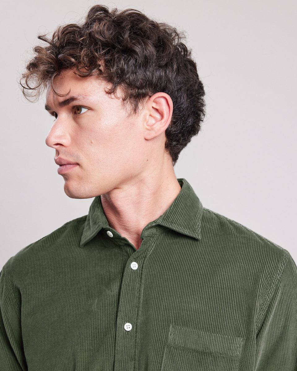 Chemise Homme en velours côtelé Vert Militaire Paul - Image alternative