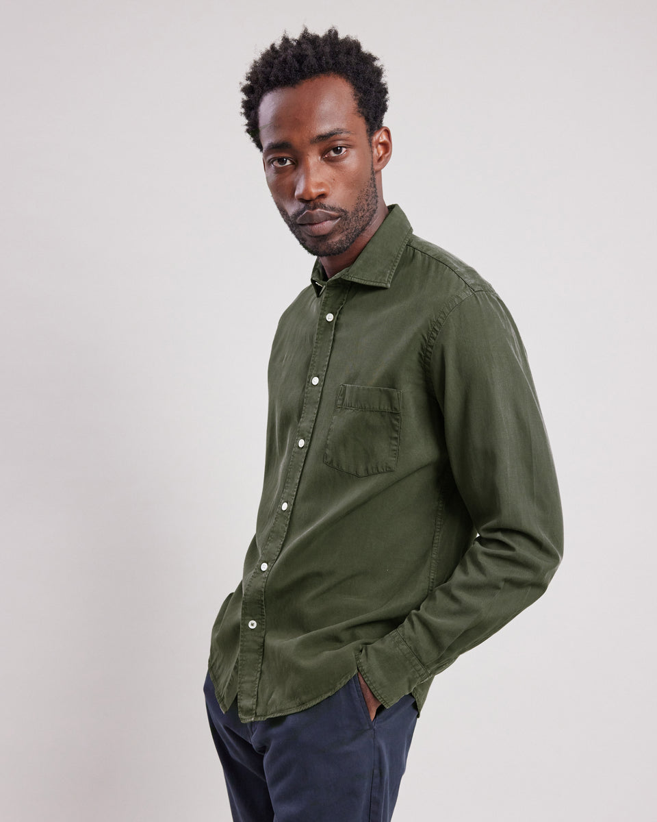 Chemise Homme en tencel & coton Vert Militaire Paul - Image principale