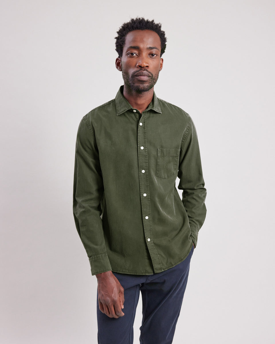 Chemise Homme en tencel & coton Vert Militaire Paul - Image alternative