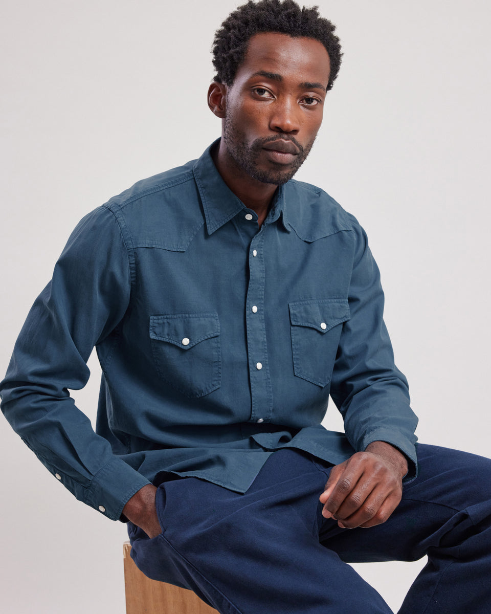 Chemise Homme en tencel & coton Bleu Cobalt Phoenix - Image principale