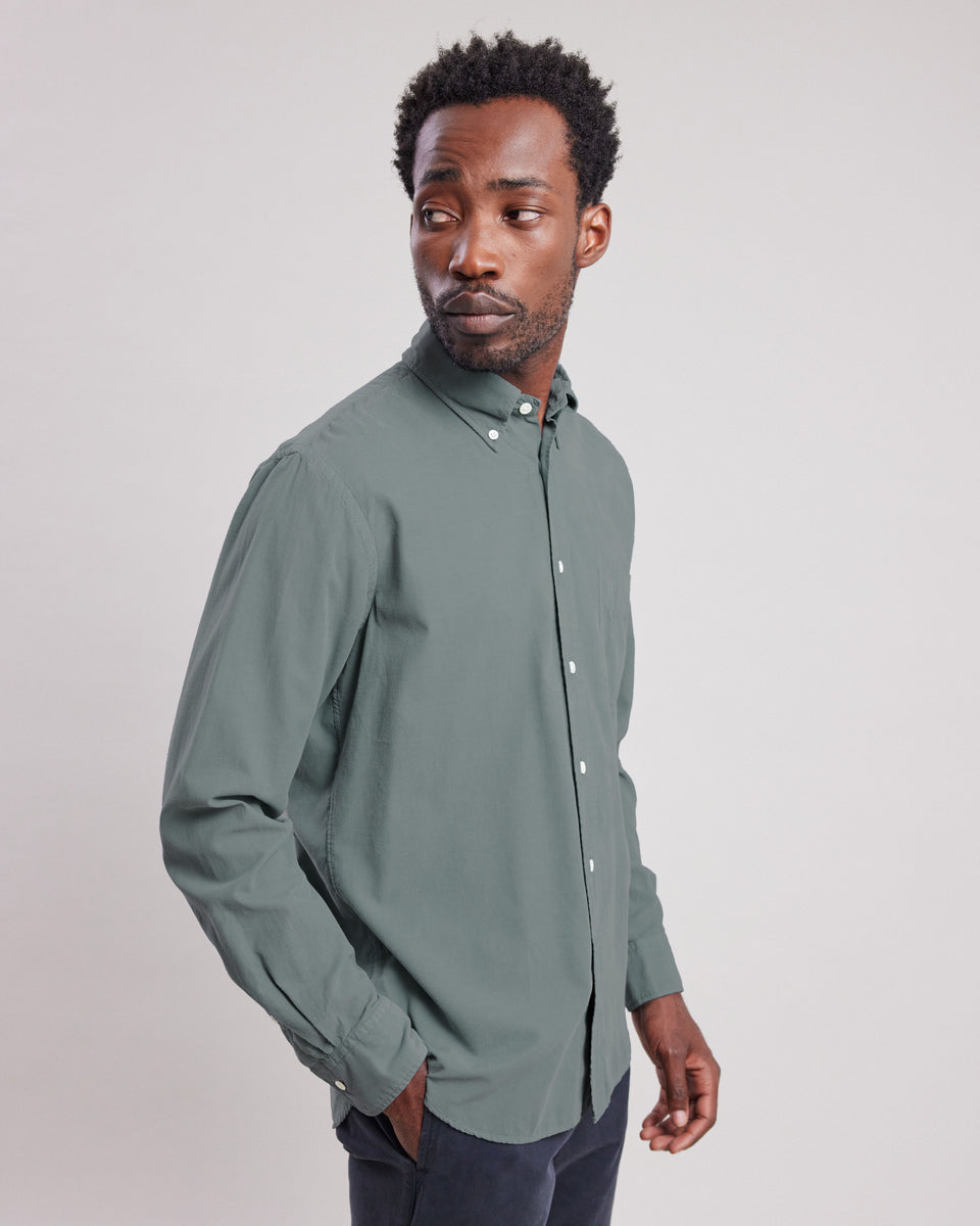 Chemise Homme en velours côtelé fin Vert Olive Pitt - Image principale