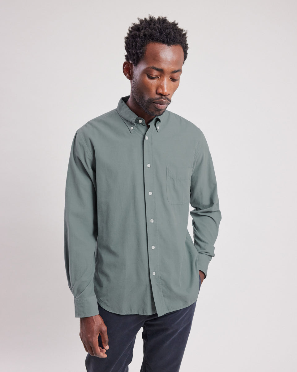 Chemise Homme en velours côtelé fin Vert Olive Pitt - Image alternative