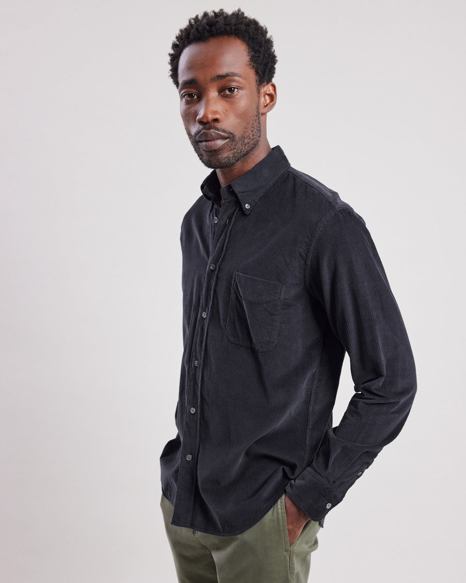 Chemise Homme en velours côtelé Bleu Nuit Pitt - Image principale