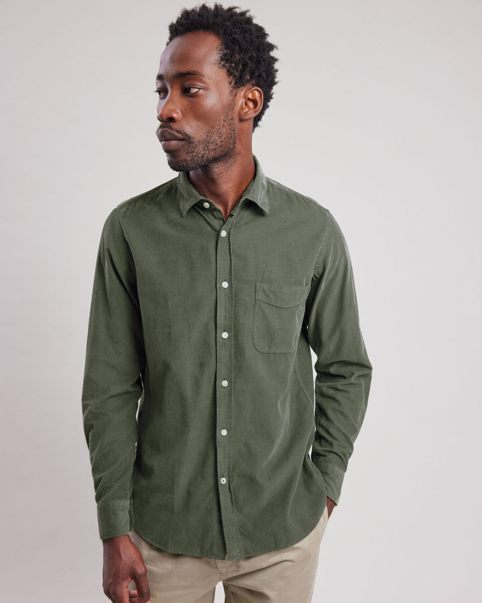 Chemise Homme en velours côtelé fin Vert Militaire Storm - Image principale
