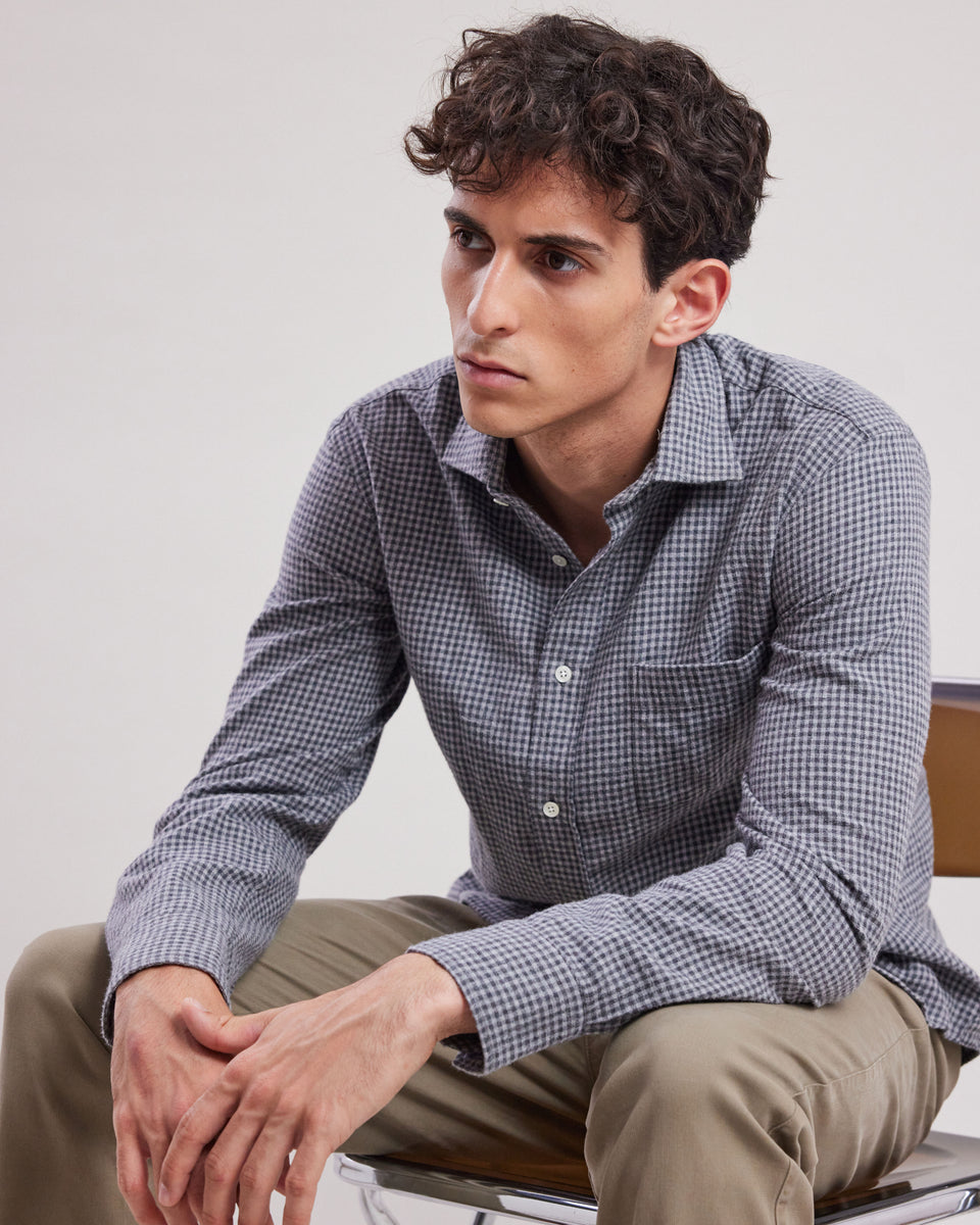Chemise Homme en flanelle à carreaux Gris Paul - Image principale