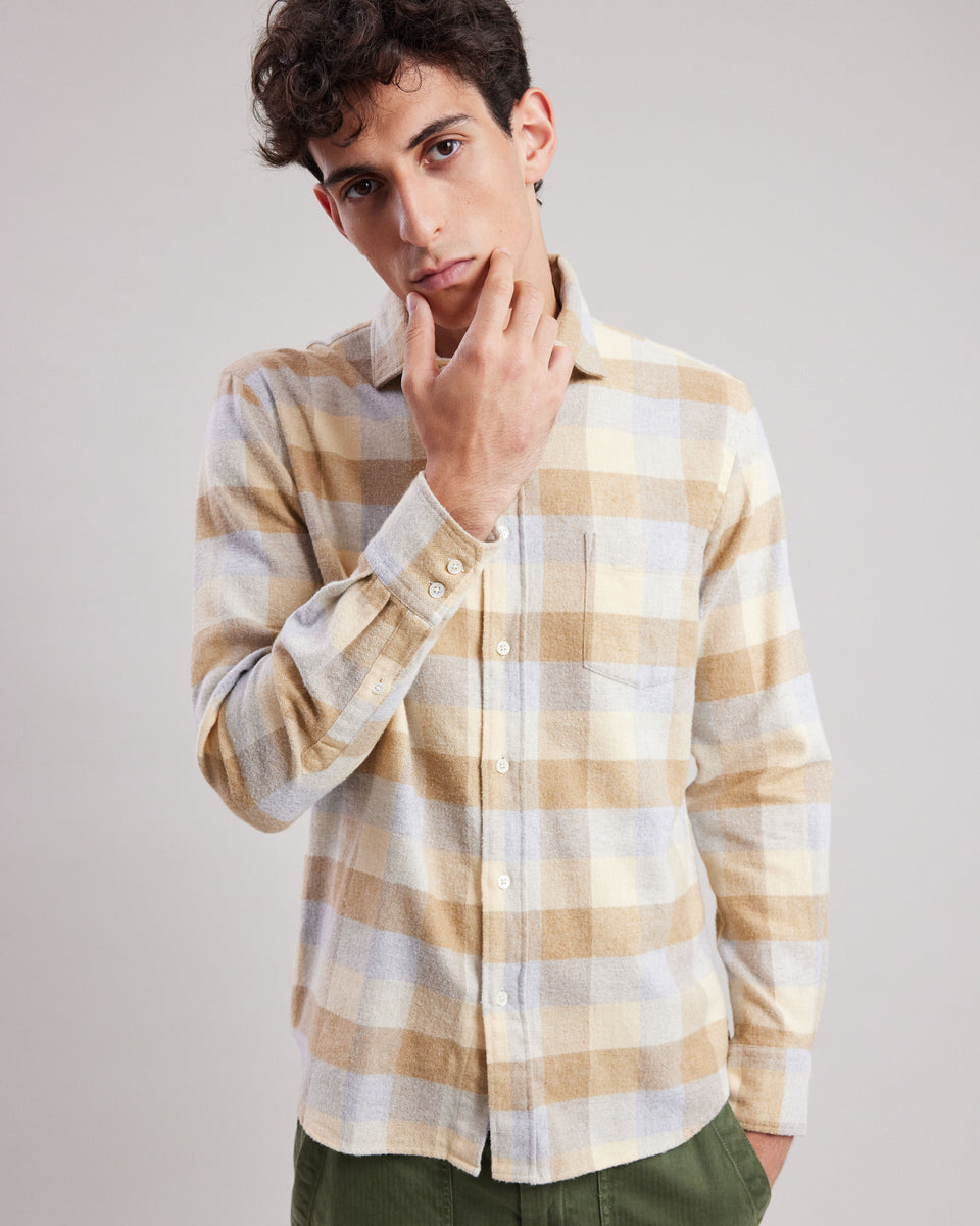 Chemise Homme en flanelle à carreaux Jaune Paul - Image alternative