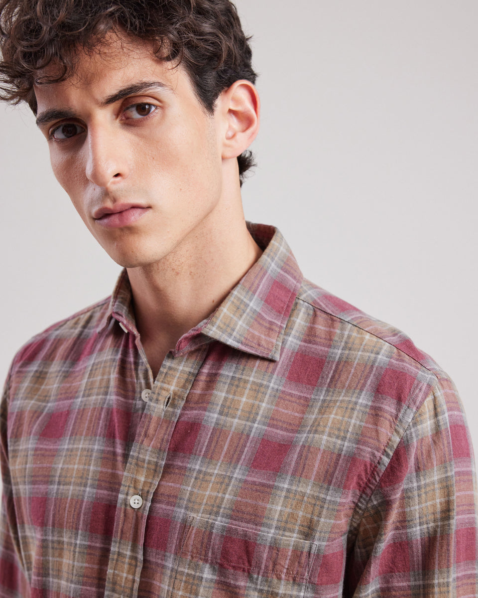 Chemise Homme en flanelle légère à carreaux Rouge Paul - Image alternative