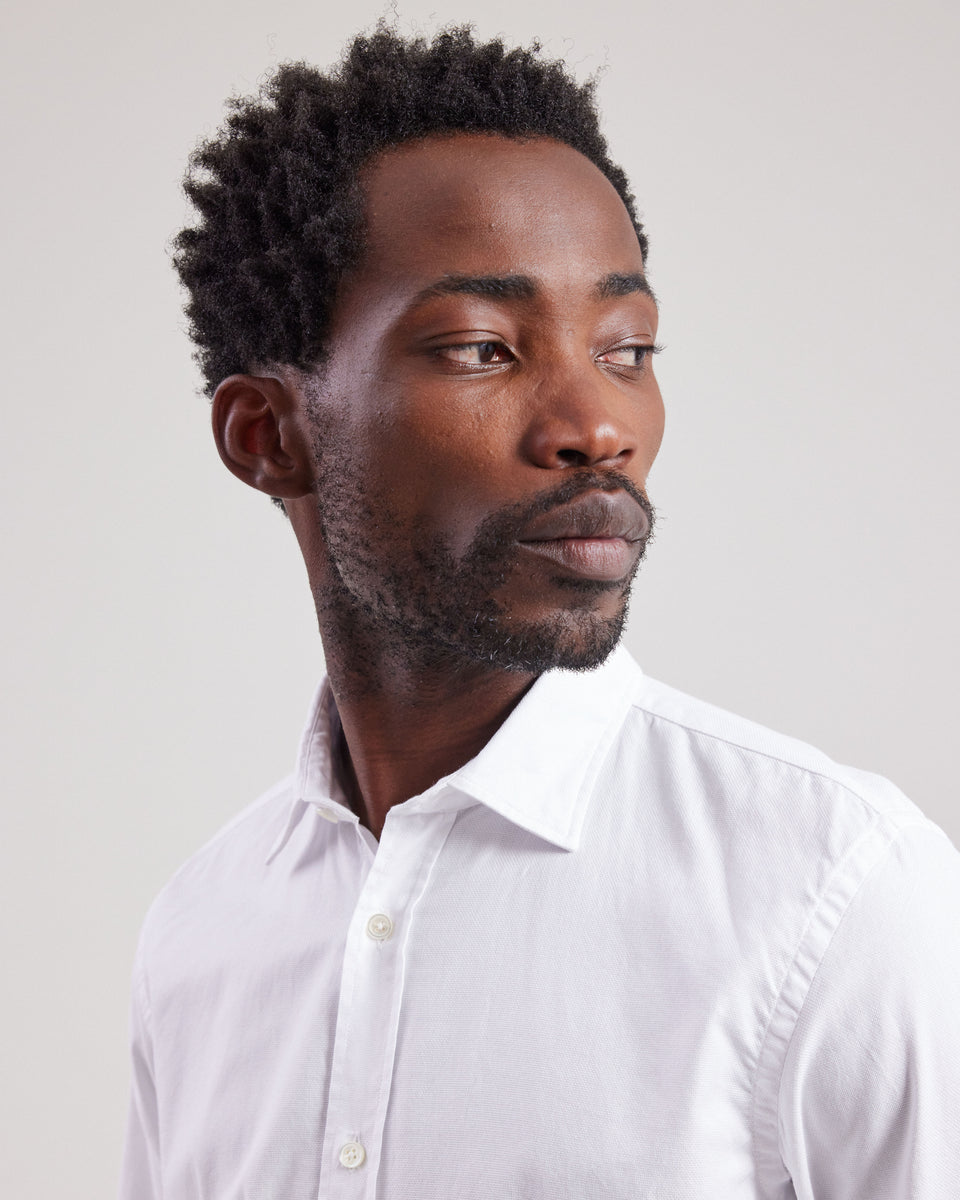 Chemise Homme en piqué de coton Blanc Sammy - Image alternative