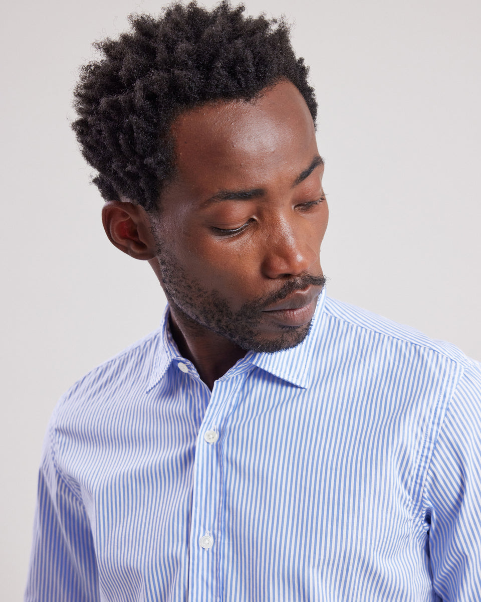 Chemise Homme en popeline à rayures Bleu Ciel Sammy - Image alternative