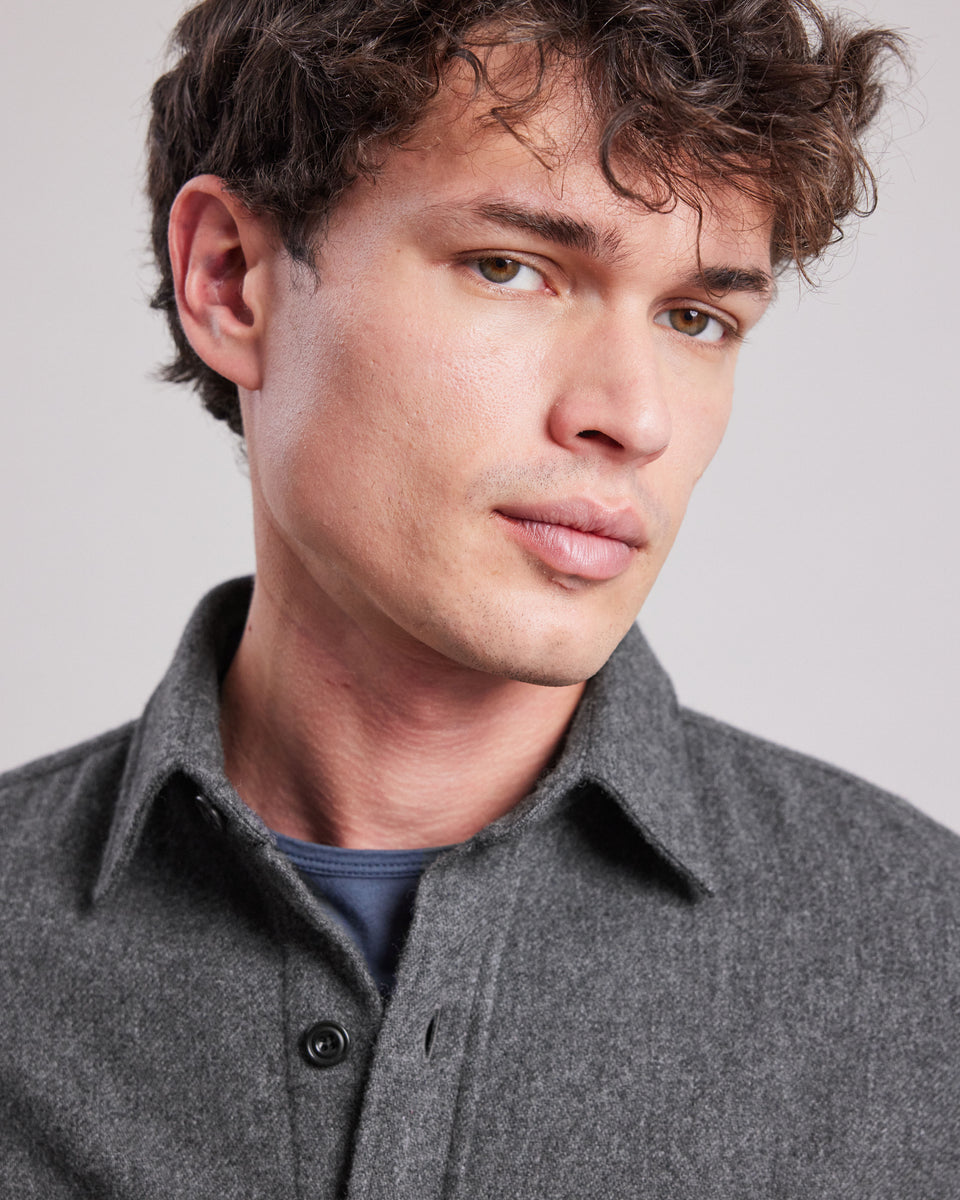 Chemise Homme en flanelle de laine Gris Percey - Image alternative