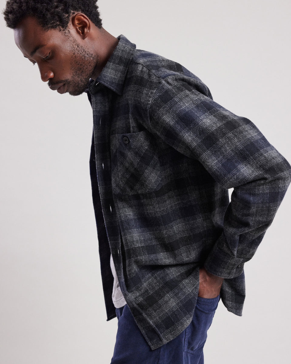 Chemise Homme en flanelle à carreaux Bleu Marine Percey - Image principale