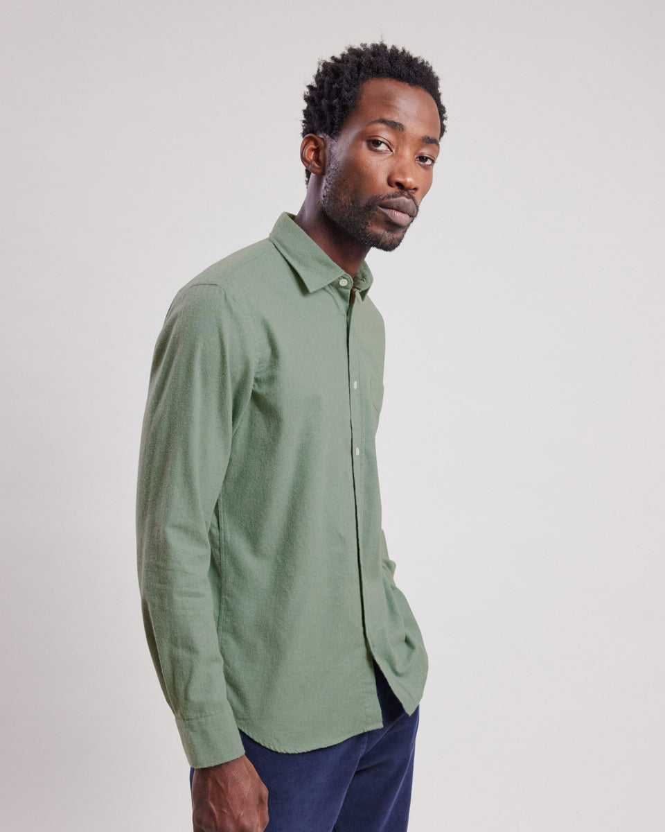 Chemise Homme en flanelle de coton Vert Cyprès Storm - Image principale