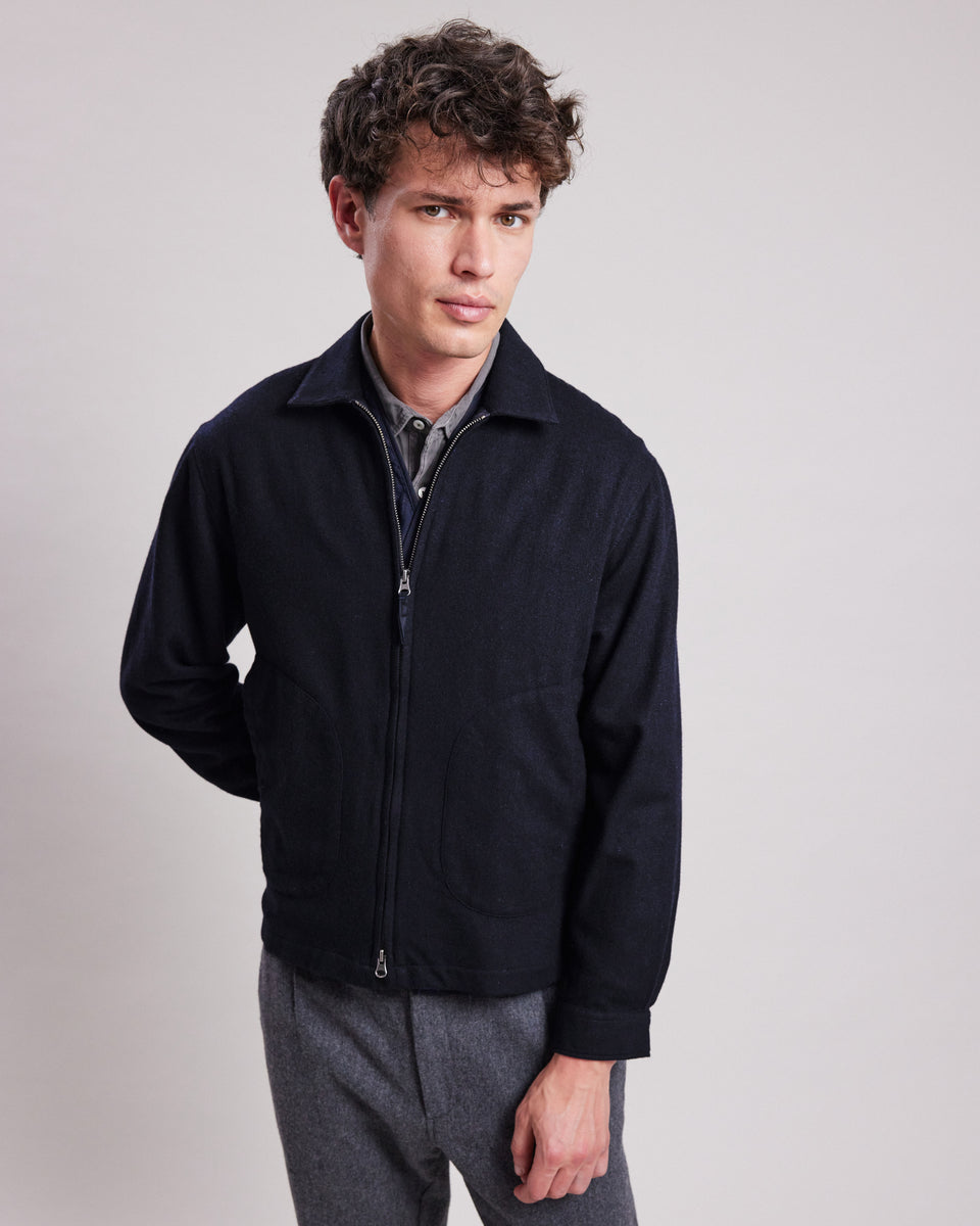 Blouson Homme en flanelle de laine Bleu Marine Del - Image alternative