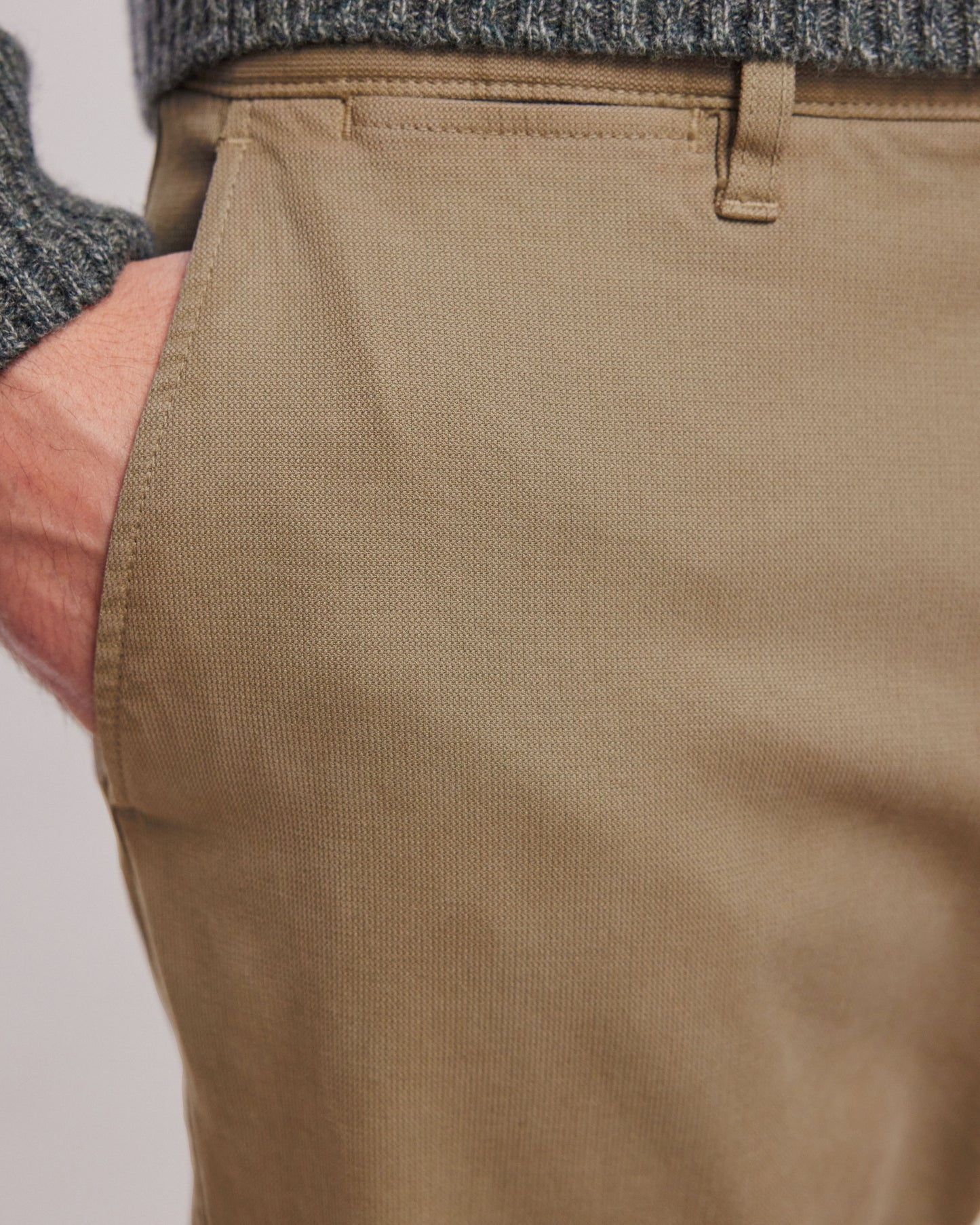 Pantalon Homme en piqué stretch Taupe Tyron