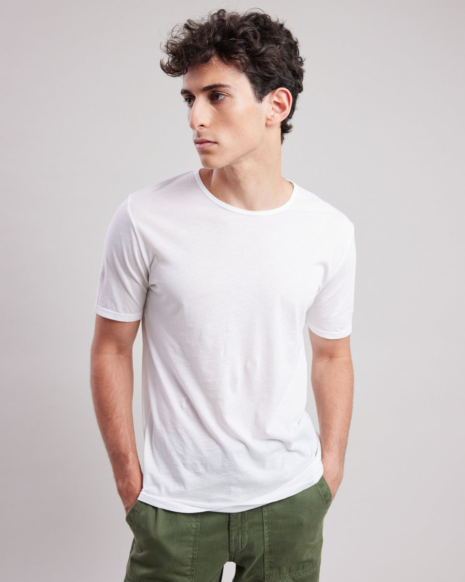 Tee shirt Homme en jersey de coton léger Blanc Light Crew - Image principale