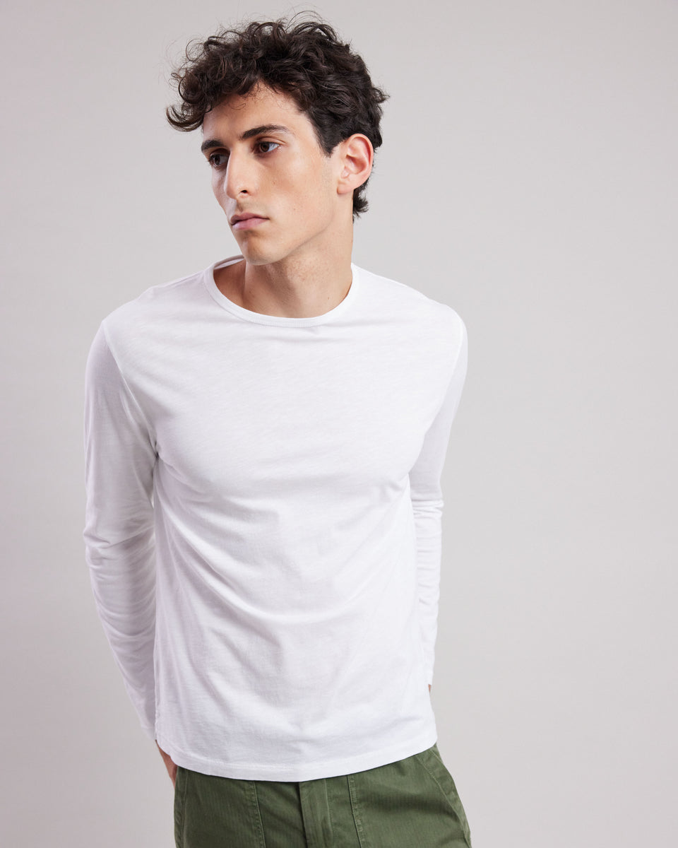 Tee shirt Homme en coton slub Blanc Crew - Image principale