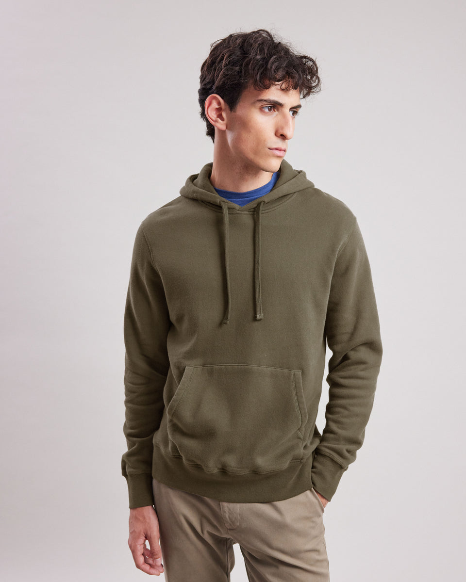 Sweatshirt à capuche Homme en coton Vert Militaire - Image principale