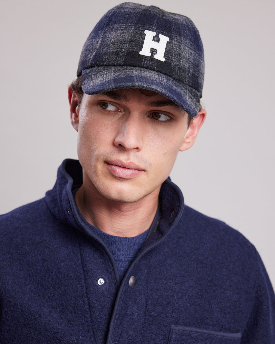 Casquette Homme en laine recyclée à carreaux Bleu Marine Cap H - Image principale