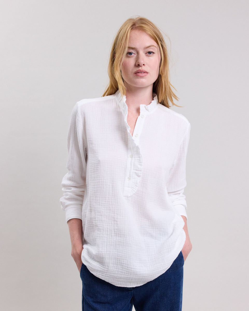 Chemise Femme en double gaze de coton Ecru Carmen - Image alternative