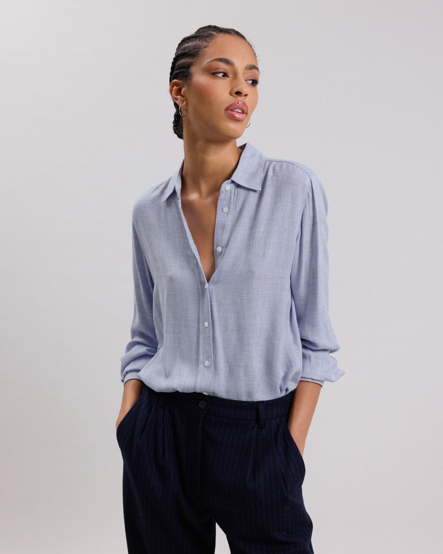 Coraz Women's Heather Blue Blend Wool Shirt