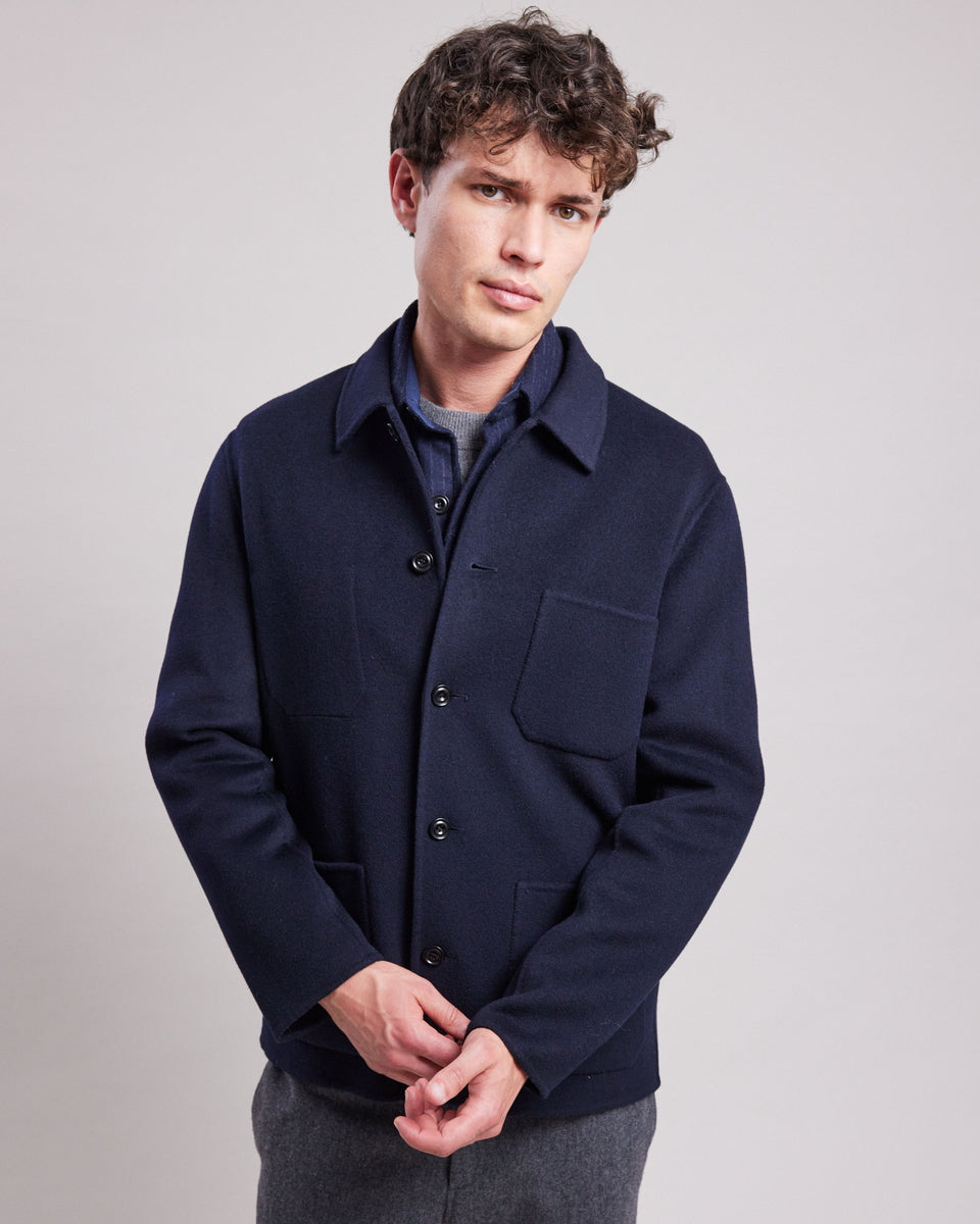 Veste Homme en laine double face Bleu Marine Jay - Image principale