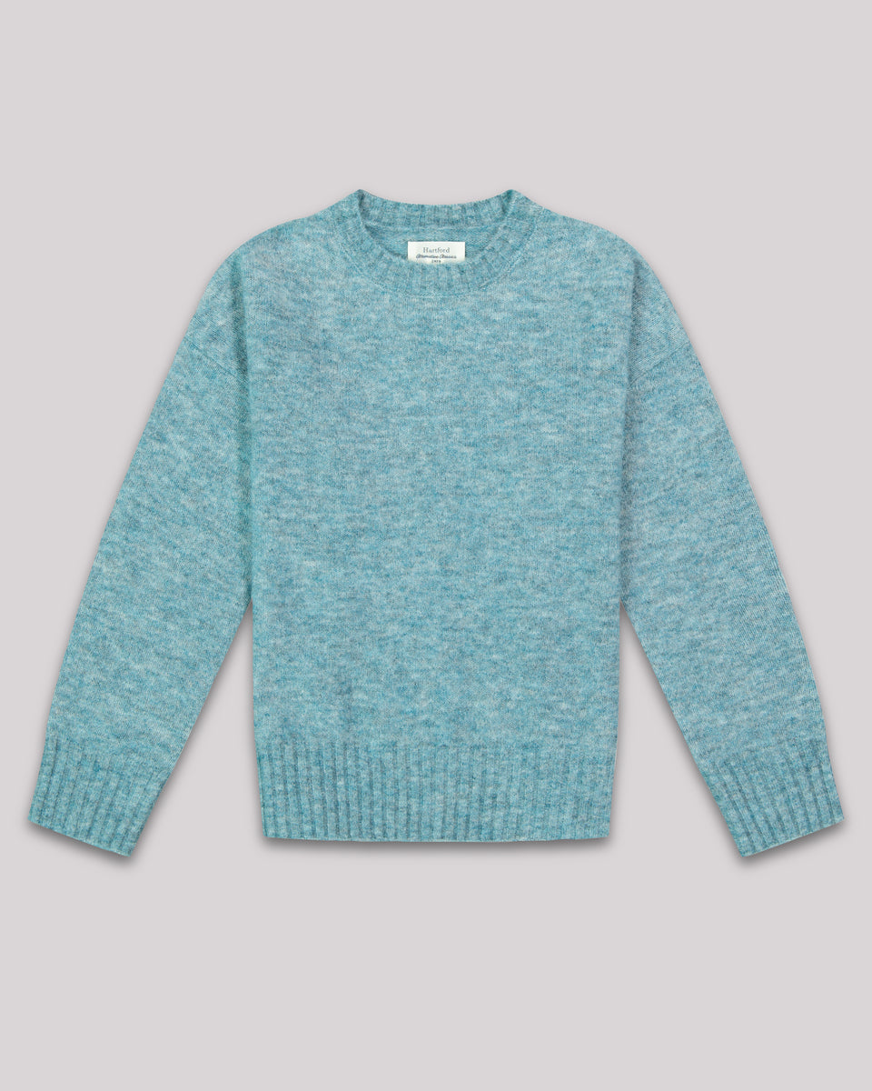 Pull Fille en alpaga & laine mérinos Vert Sauge chiné Matrix - Image principale