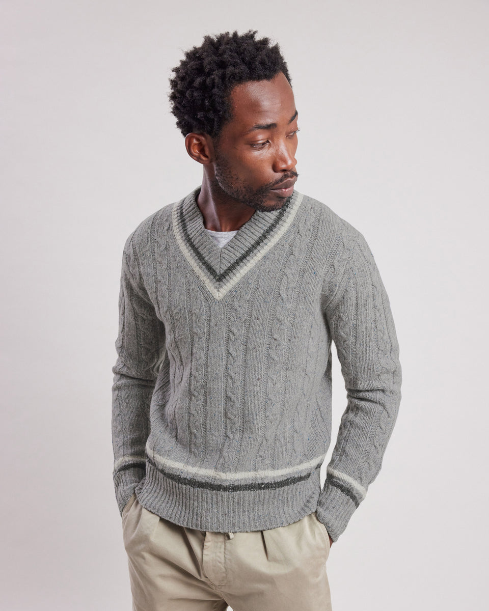 Pull Homme en donegal de laine & alpaga Gris - Image principale