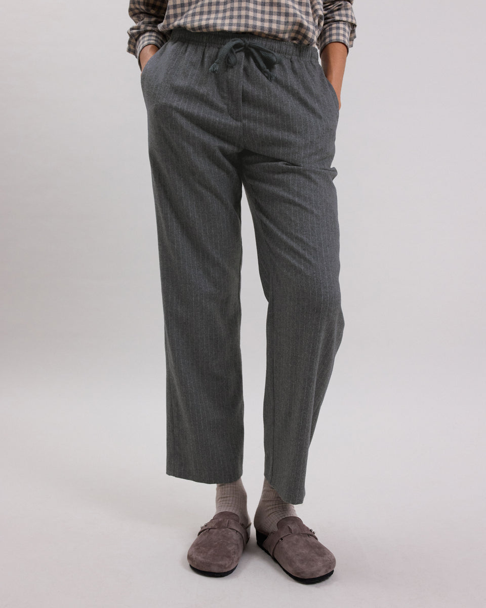 Pantalon Femme en laine vierge mélangée à rayures Gris Peyo - Image alternative