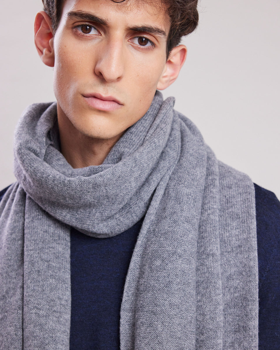 Echarpe Homme en laine & cachemire Gris - Image alternative