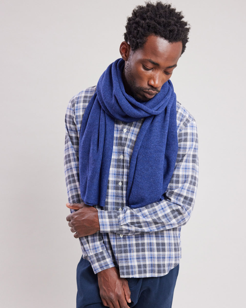 Echarpe Homme en laine & cachemire Indigo - Image principale
