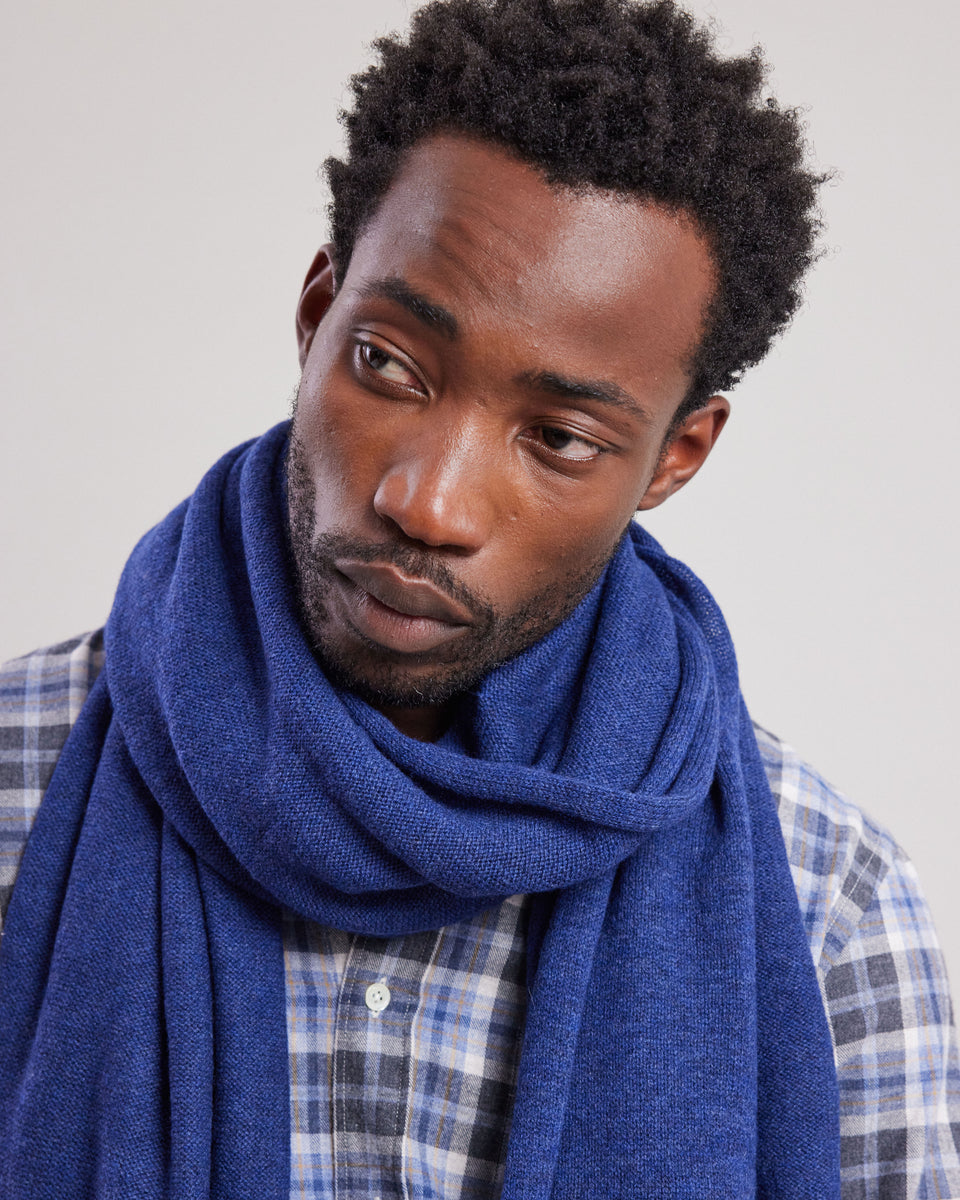 Echarpe Homme en laine & cachemire Indigo - Image alternative