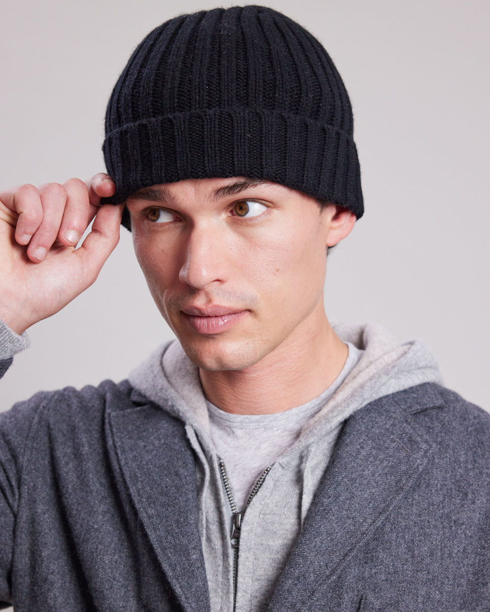 Bonnet Homme en laine & cachemire Noir - Image principale